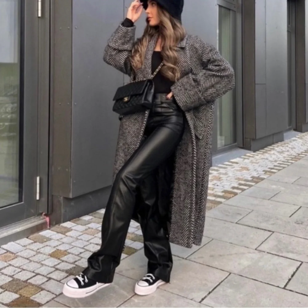 Zara Francine’s Black Full Length Faux Leather High Rise Bloggers Favorite Pants